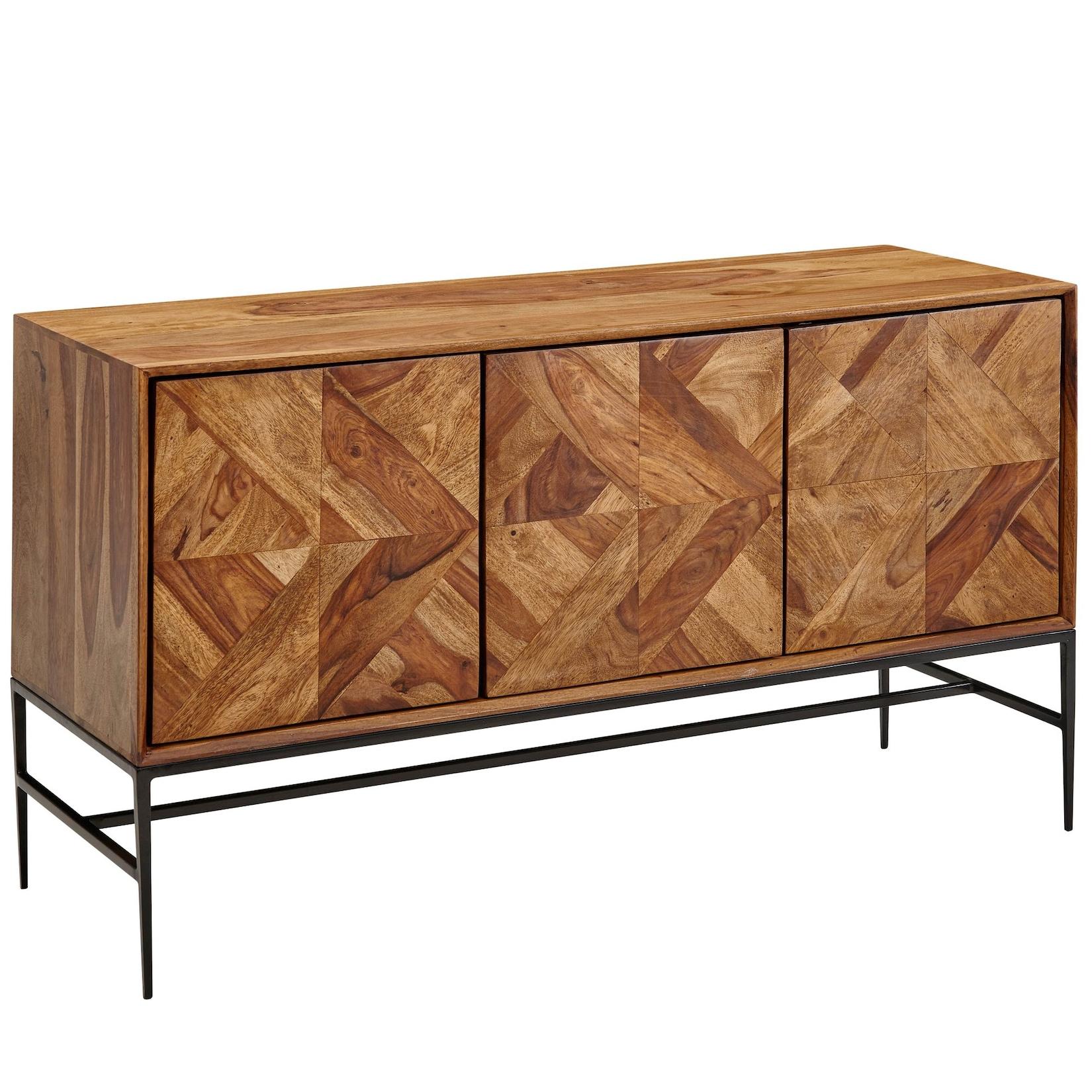 KADIMA DESIGN Massivholz Sideboard Sheesham, 123x70x45 cm, Industrial-Design, Stauraum