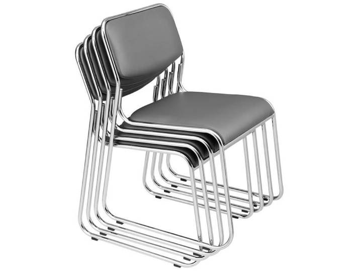 pro.tec 4x chaises visiteurs (gris - rembourrées)(en pack économique) chaise conférence - chaise - chaise de bureau - chaise -