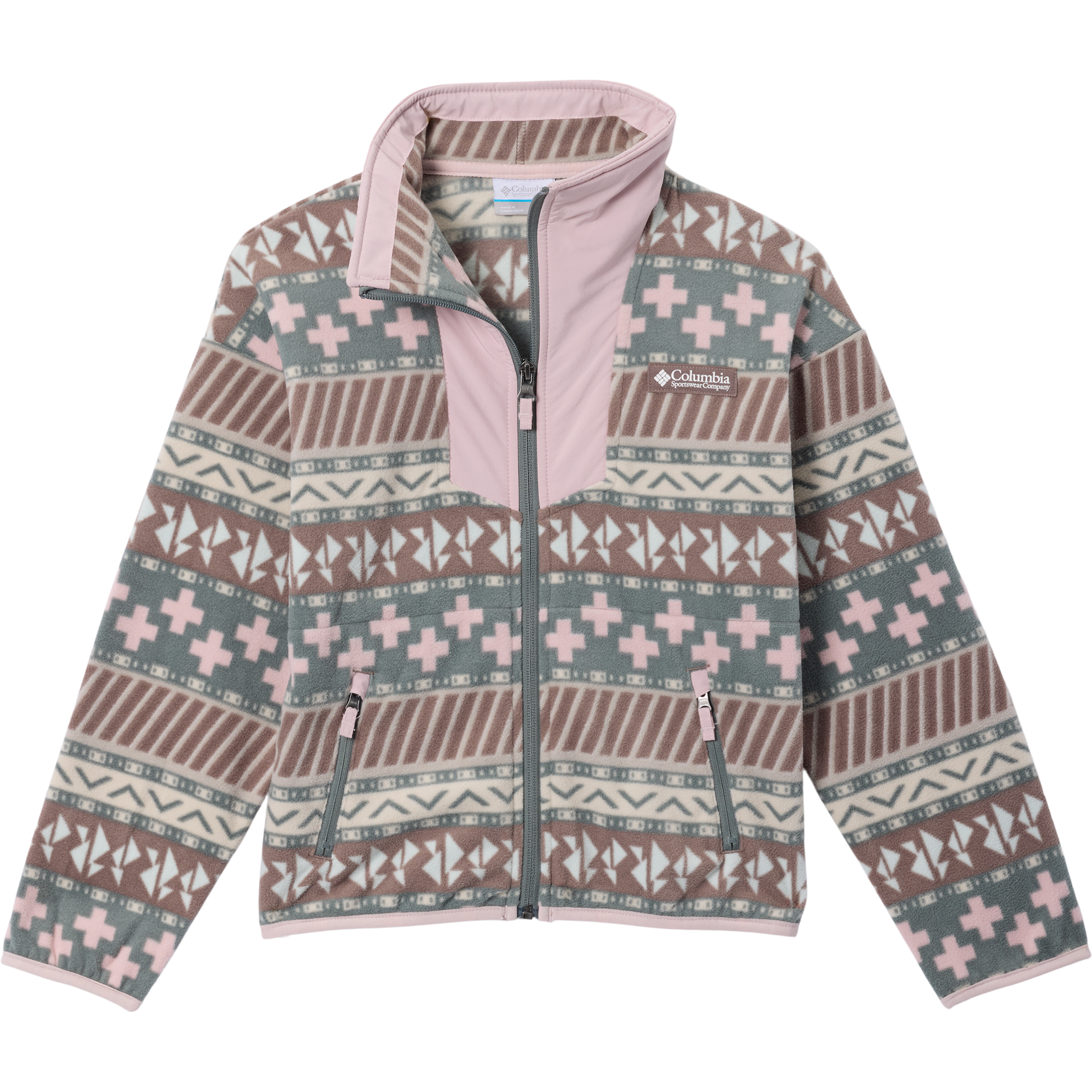 Columbia Sequoia Grove Printed Kinder Fleecejacke grau Größe 132 Camping Widerstandsfähig