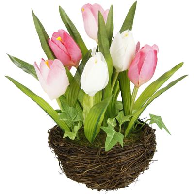 Kunstblume I.GE.A. "Tulpe", rosa, B:13cm H:25cm L:13cm, Kunstpflanzen, Im Weidenest, Blume Papageientulpe Blüte Osterdeko