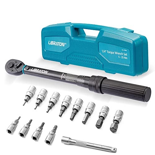 Libraton Momentsleutel Set 1/4" 5-25Nm met Hex & Torx Bit Sockets en Extension Bar voor Fiets Onderhoud