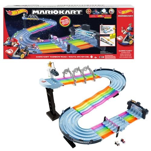Hot Wheels Mario Kart Rainbow Road racebaan inclusief 2 speelgoedauto's