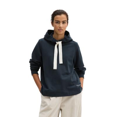 Hoodie MARC O'POLO, Damen, Gr. M, blau (martime blau), angeraute Sweatware, Obermaterial: 100% Baumwolle, relaxed fit normal, Bündchen, Sweatshirts Hoodie, relaxed mit gepeachter Oberfläche