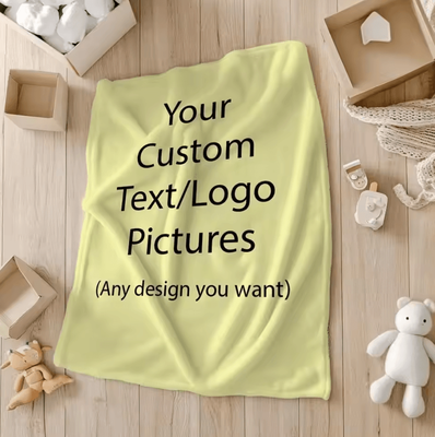 Inspire Curations Personalized Photo And Text Flannel Throw Blanket yellow 100x150 Cm