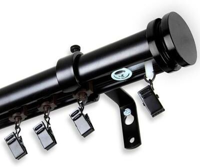 Rod Desyne "Tesslyn Traverse Curtain Rod Set, 48"" to 86"", Black"