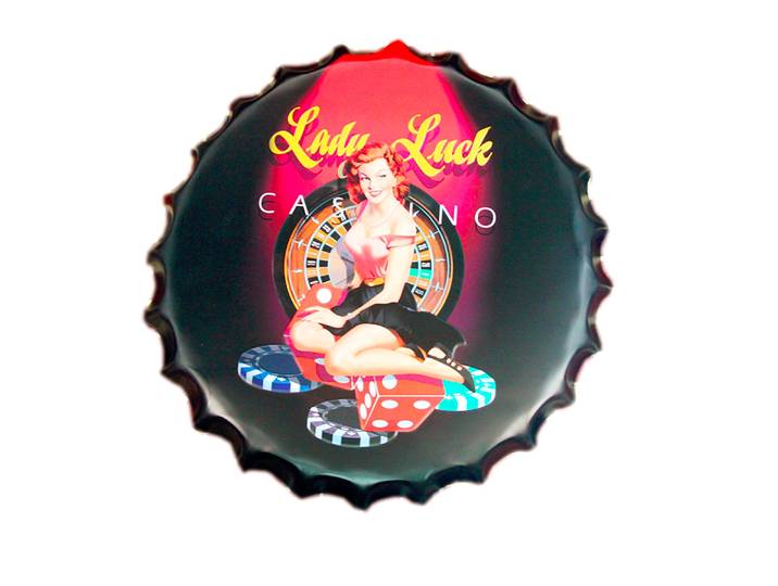 Plaque publicitaire de style Capsule avec l'inscription Lady Luck Casino