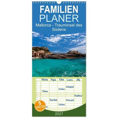 Familienplaner 2027 - Mallorca - Trauminsel des Südens mit 5 Spalten (Wandkalender, 21 x 45 cm) CALVENDO
