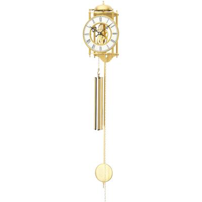 Pendelwanduhr AMS "H303", gold (goldfarben), Wanduhren, B/H/L: 14cm x 11cm x 25cm, Mechanische Uhr,Metallgehäuse,Esszimmer,Wohnzimmer