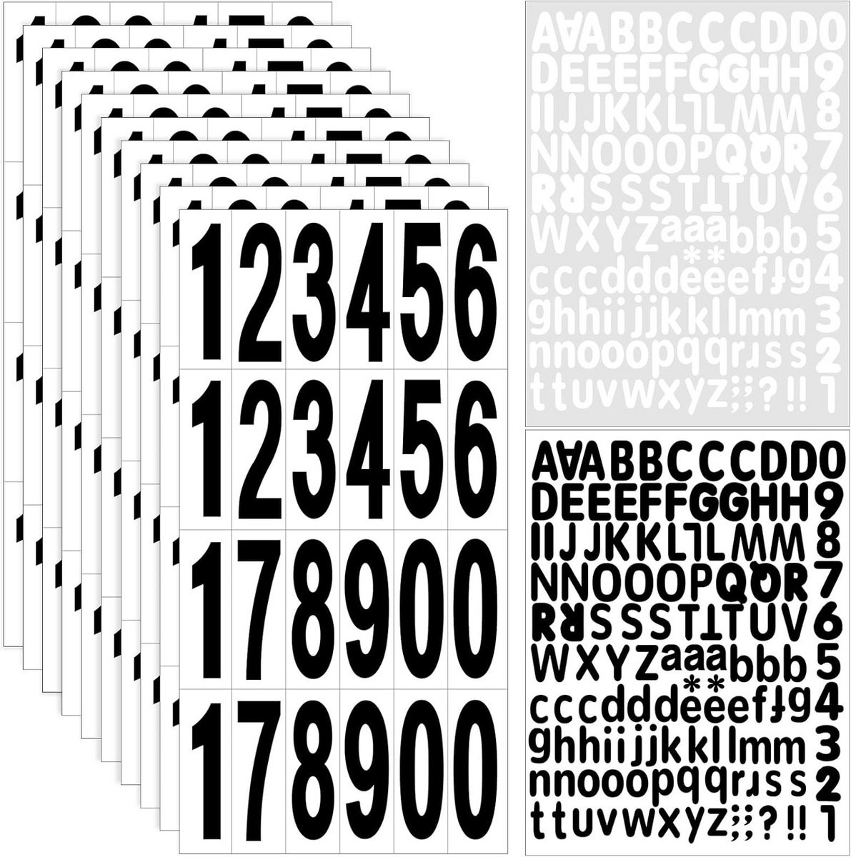 240 stuks Zelfklevende en Weerbestendige Cijferstickers en Letterstickers - Zwart