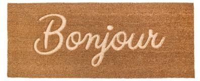 IH Casa Decor "Embossed Coir Door Mat Bonjour 18""X46"""