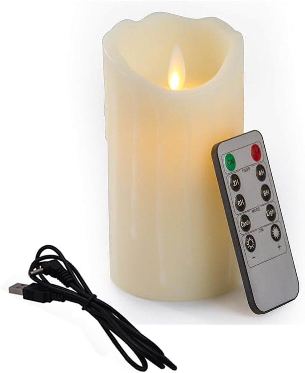 Vlamloze LED Kaars - Oplaadbare Tear Wave Kaars met Afstandsbediening