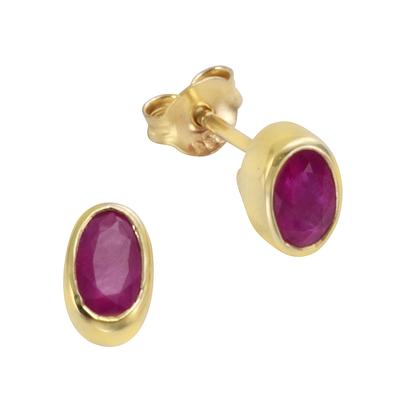 Paar Ohrstecker VIVANCE "585/- Gelbgold Rubin", gelb (gelb, rot), Ohrringe, Damen, one-size, Gold