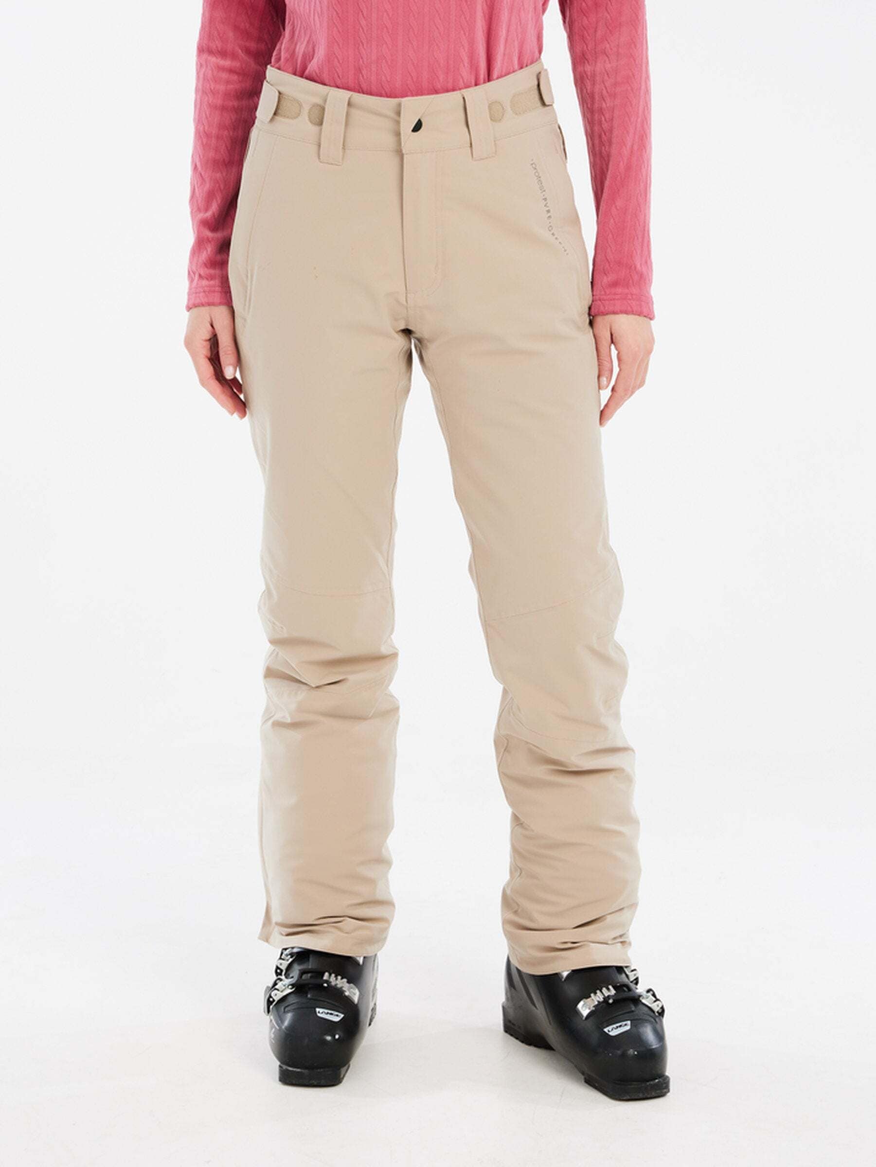 Schneehose PROTEST "Skihose PRTCARMACKOS" Gr. XS, beige (bamboobeige), Hosen, Damen, XS, EURO, Obermaterial: 100% Polyester PES., Schneehose bamboobeige XS, EURO