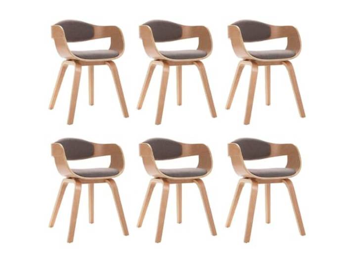KUTYWEXFM 6er Set Esszimmerstühle Polsterstuhl Bugholz Taupe Stoff Bequeme Küchenstühle im ergonomischen Design mit weicher Polsterung und elegantem Holzrahmen für Wohnzimmer und Essbereich.