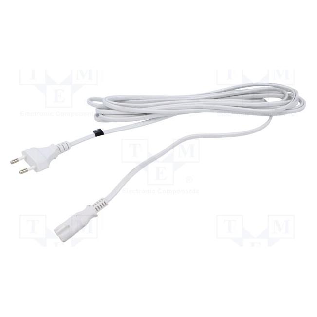 MPL POSAC-C7EU50WH: POS AC cable C7-QT8(2,5A)-CEE7/16-YJ01(2,5A) H03VVH2-F2G0,75 L=5000 white (5 m) (POSAC-C7EU50WH)