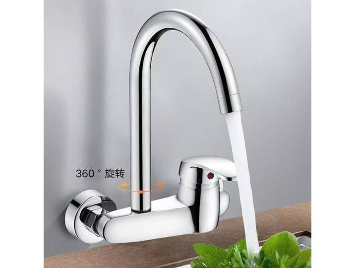 Robinet mitigeur de lavabo, robinet d'eau chaude et froide mural de cuisine en laiton, robinet universel