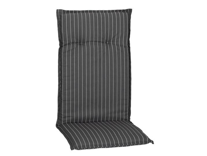 Gardenson Sesselauflage, Grau, Weiss, Textil, Streifen, Füllung: Schaumstoff, Fleece, 50x6x118 cm, Handmade in Europe, bügelfrei, pflegeleicht, für den Aussenbereich geeignet, wetterfest, mittels Bändern zu befestigen, Gartenmöbel, Gartenkissen & Auflagen, Sesselauflage