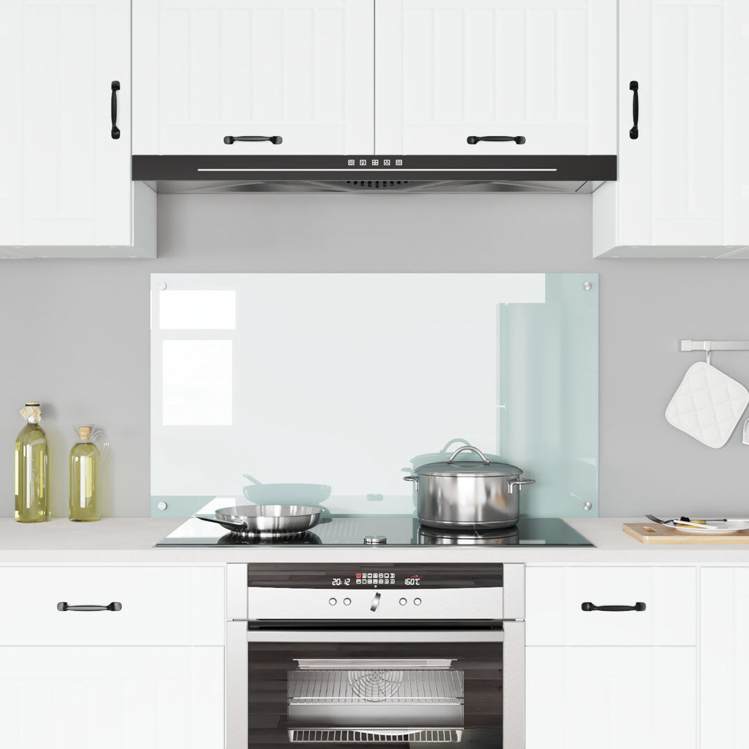 Belfry Kitchen Kitchen Backsplash Tempered Glass White 60 x 110 cm