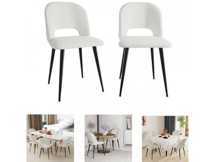 Lot de 2 Chaises Cuisine - XUANYU - Chaises de Salle à Manger Rembourrées - Chaises pour Cuisine Salon Chambre Bureau - Blanc