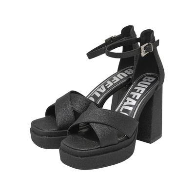 Stiefel BUFFALO "Buffalo May Cross - Vegan Glitter", Damen, Gr. 40, schwarz, Polyester, unifarben, Schuhe Stiefel