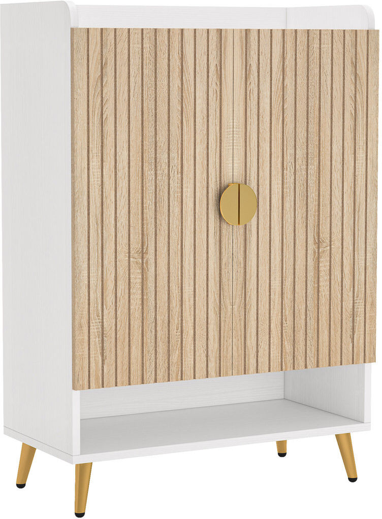 Blue Elephant 35 Pair Shoe Storage Cabinet Light Wood/White 35