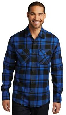 Port Authority W668 Plaid Flannel Shirt in Royal/Black size Large