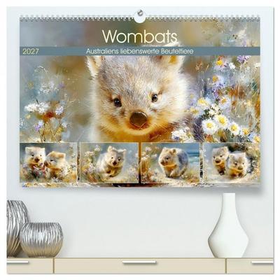 Wombats. Australiens liebenswerte Beuteltiere (hochwertiger Premium Wandkalender 2027 DIN A2 quer), Kunstdruck in Hochglanz