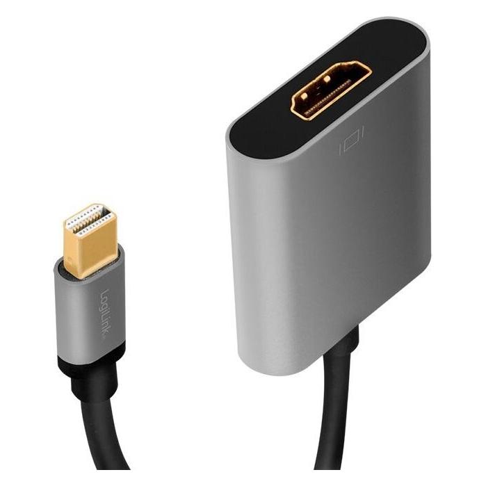 LogiLink CDA0110 DisplayPort Adapter mDP/M to HDMI/F,4K/60Hz, alu, black/grey, 0.15 m (HDMI) (CDA0110)