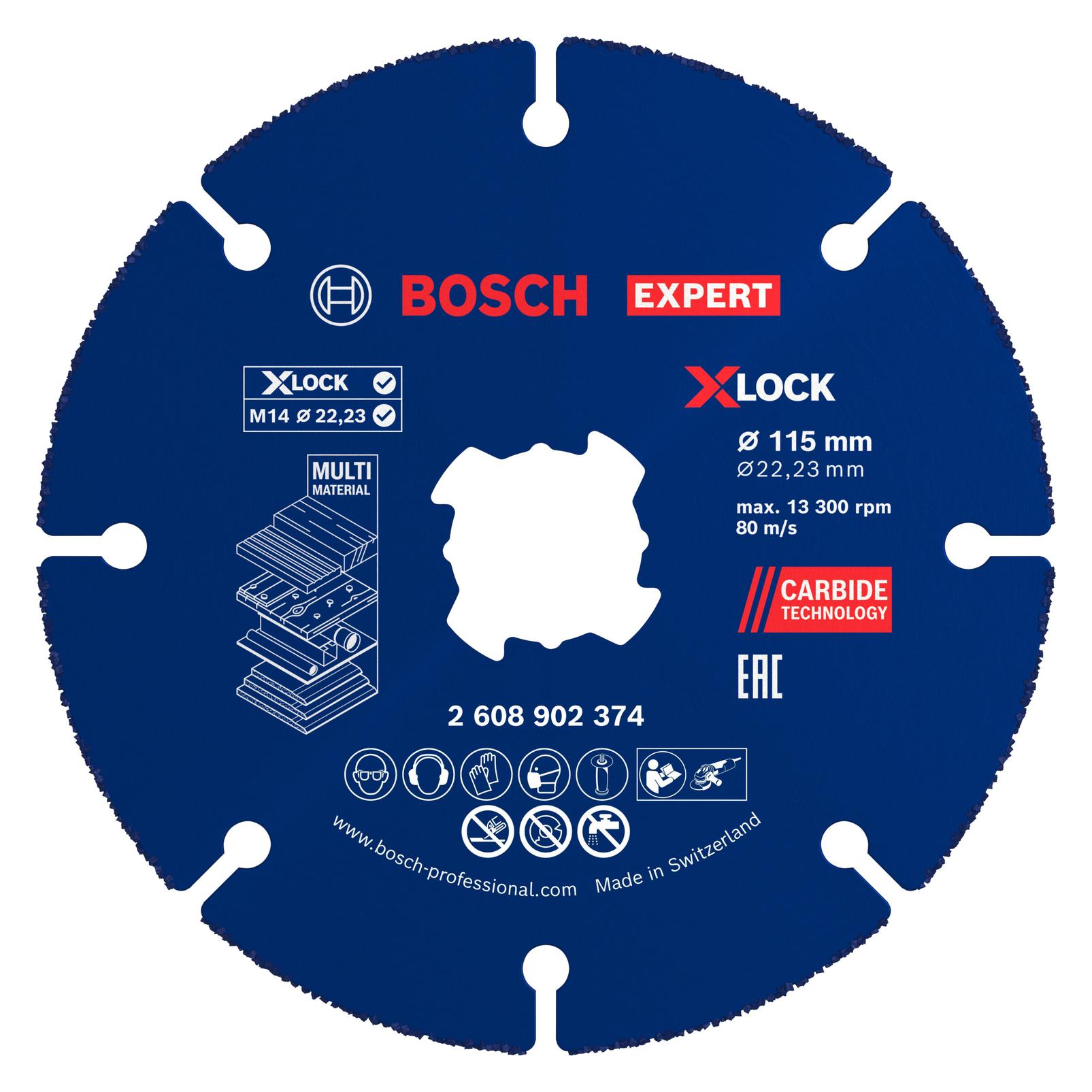 Bosch Professional Zubehör EXPERT X-LOCK Carbide Multi Wheel Trennscheibe,115x22,23 mm (2608902374)