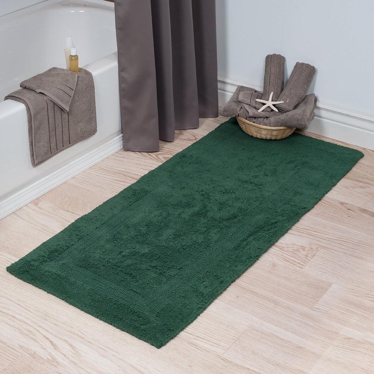 Groene badmat loper voor badkamercomfort, machinewasbaar, 152 x 61 cm