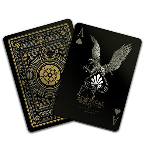 Gent Supply Co. Mythical Creatures II Speelkaarten - Zwart Zilver en Goud Editie - Waterdicht Kunststof