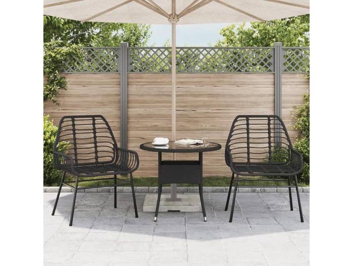 Noir Siège de jardin - Chaises de jardin - (2 pcs) - Noir Résine tressée C2118