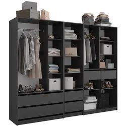 Vicco, Kleiderschrank, Kleiderschrank Elmo, Anthrazit, 100 x 200 cm 3er Set (100 x 50 x 200 cm)
