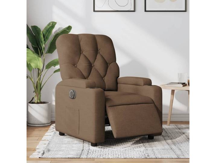 furnicato Relaxsessel Elektrischer Braun 74x86,5x93,5 cm mit Stoffbezug, Kino-Sessel mit Getränkehaltern, Seitentasche und Liegefunktion