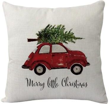 Uplift Treasures Merry Christmas Linen Pillow Cover With Deer And Tree Design 16
