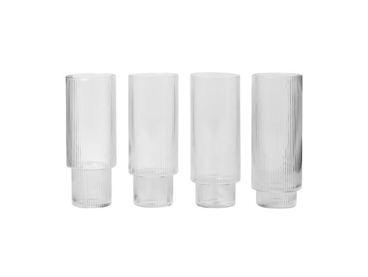 Ferm Living - Ripple Longdrink-Gläser, klar (4er-Set)