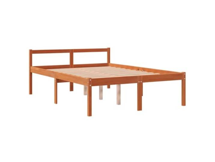 KTHLBRH Bett für Senioren, Braun Wachs, 120 x 200 cm, Massivholz, Kiefer Sitzhöhe 44 cm, Abstand unter 35 cm, Latten inklusive, klassisches Kopfteil