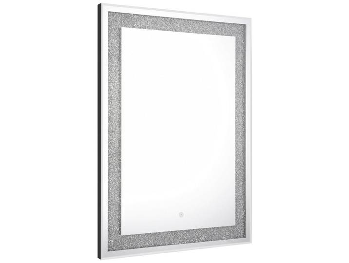 Badezimmerspiegel, Silberfarben, Glas, Glitzer, rechteckig, 50x70x3.5 cm, Verzierungen, feuchtraumgeeignet, senkrecht und waagrecht montierbar, Badezimmer, Badezimmerspiegel, Badspiegel