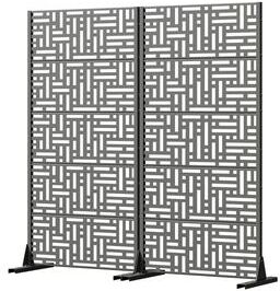 Dovelina Metal Outdoor Privacy Screen Free Standing Set of 2