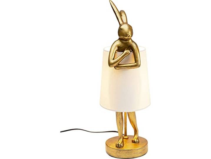 Kare Design Tischleuchte Animal Rabbit, Gold/Weiß, 50x17x20 cm, Tischlampe, Nachttischlampe, Hasenleuchte, Tiermotiv, Leuchtmittel nicht inklusive, Wohnzimmer