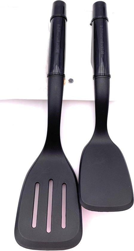 Set van 2 zwarte hittebestendige nylon spatels