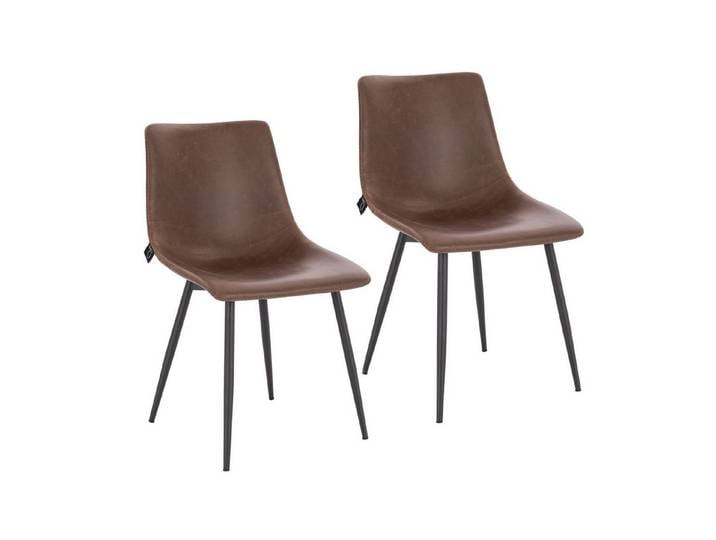 SVITA Esszimmerstuhl MILES (2er Set), 2er Set, Industrial Design, Vintage, Kunstleder, Braun
