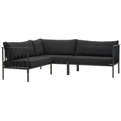 Gartenecksofa Upper, Schwarz/Schwarz - Aluminium & Recyceltes Polyester, 235x193 cm