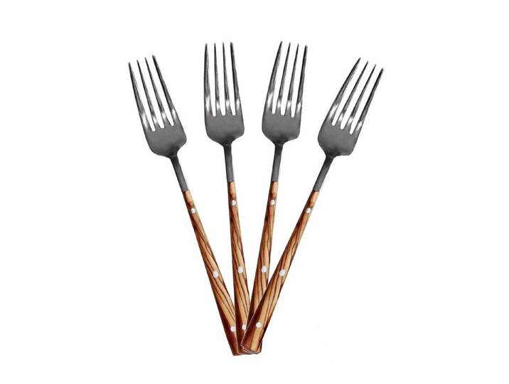 NATUREHOME Besteck-Set Tafelbesteck Sets aus Edelstahl mit Olivenholzgriff (4-tlg), 6 Personen, Olivenholz/Edelstahl, Nachhaltig, Handarbeit, Design
