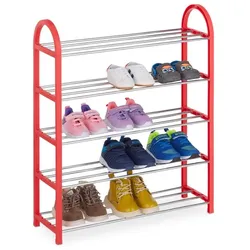 Relaxdays Schuhregal für Kinder Rot,Silber