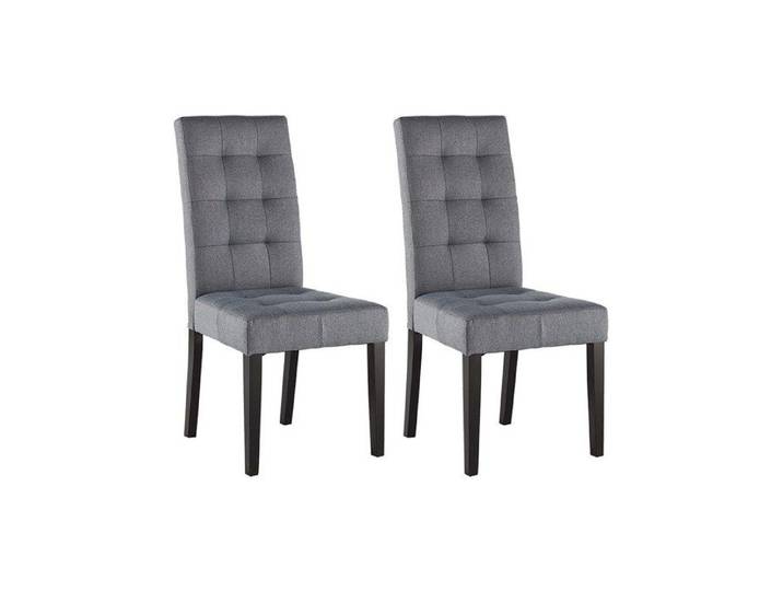 Lot de 2 chaises - VENTE-UNIQUE - VILLOSA - Tissu gris - Pieds bois foncé