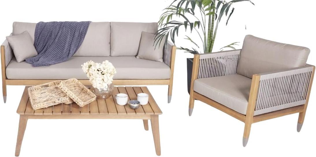 Set Gartenmöbel Sofa Couch Stilvoller Sessel Couchtisch Holz