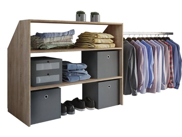 VCM Kleiderschrank Schlafzimmer Dacho I B. 90 x T. 50 x H. 100 cm offenes Regalsystem, begehbar, 3 Fächer, offen zugänglich