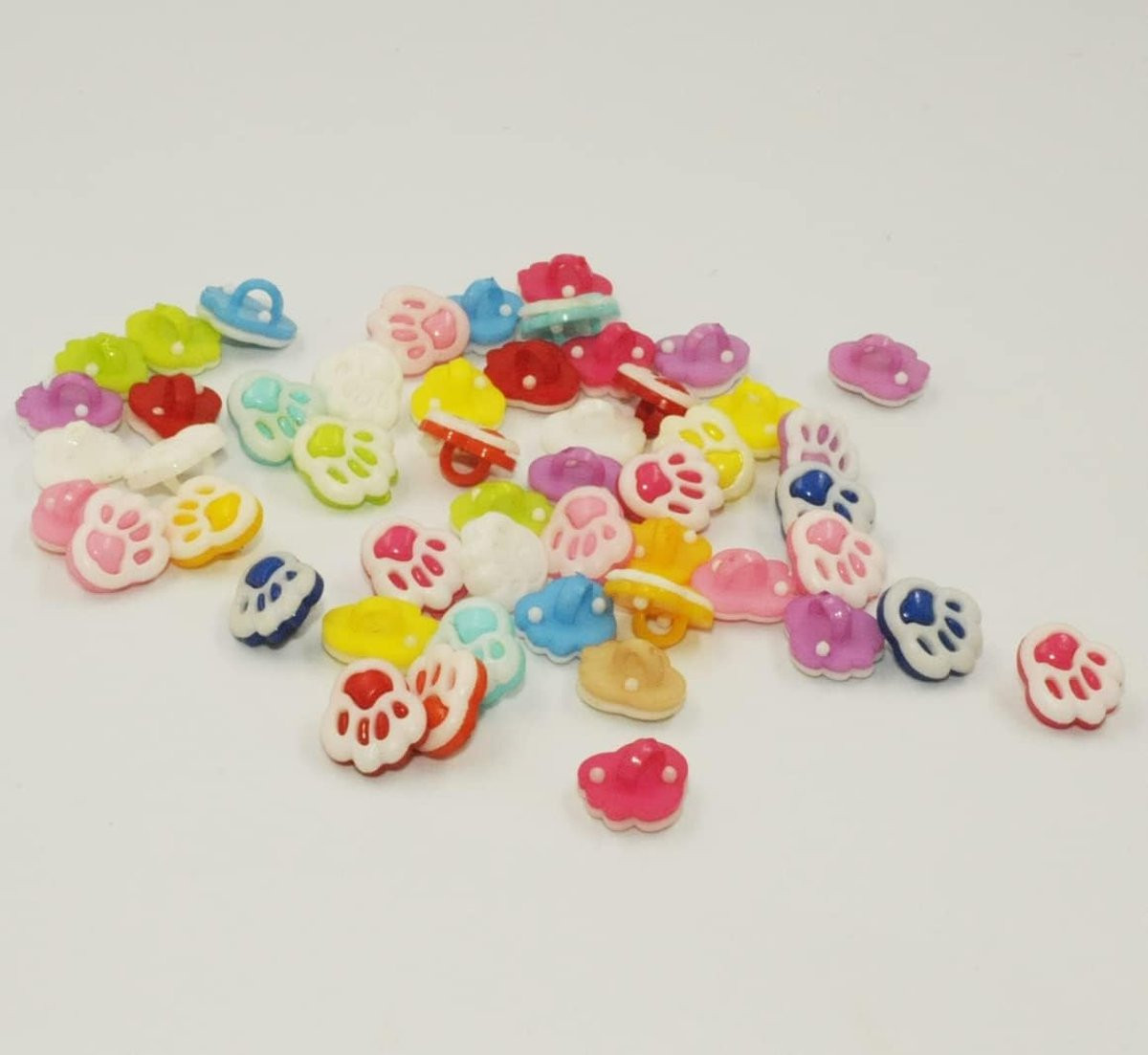 50 stuks Acryl Knutselknopen met Pootafdruk in Mix Kleur, 12mm, Decoratieve Naai- en DIY Knoppen