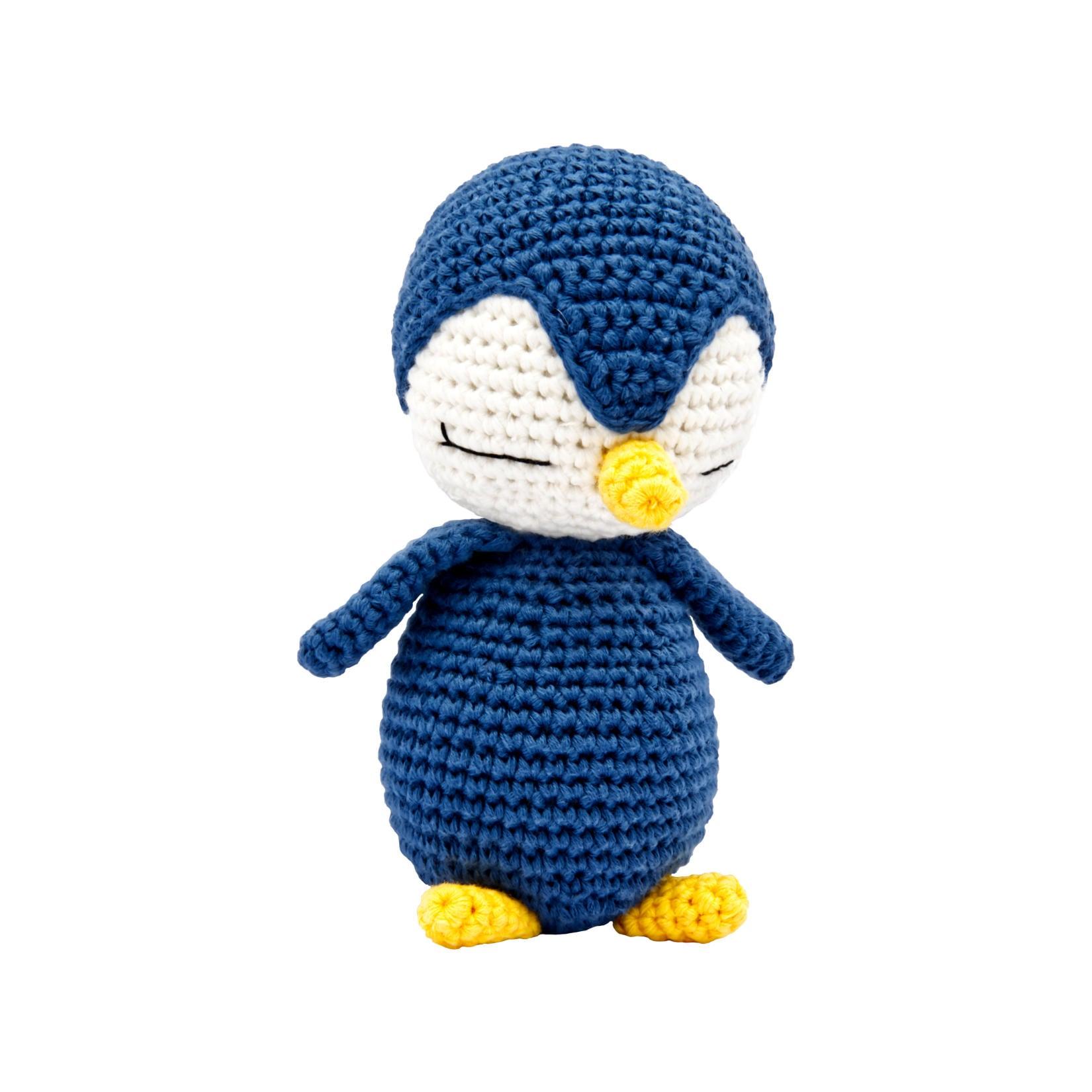 miniHeld Handgestrickter Pinguin gehäkelt aus Baumwolle Spielzeug 16 cm